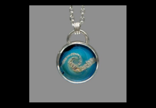 Swirl blue ash cremation jewelry