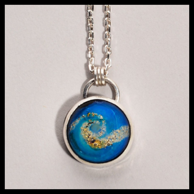 Sterling Silver Memorial Ash Bead – Round Bezel Set Cabochon