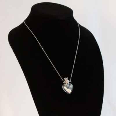 Glass Heart Cremation Necklace
