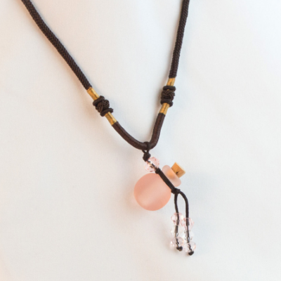 Pink Glass Round Cremation Necklace