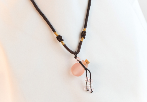 Pink Glass Round Cremation Necklace