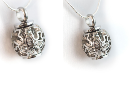 Stainless Steel Ornate Round Cremation Necklace - JL Memorial