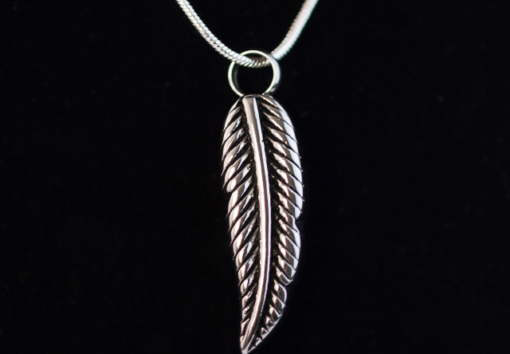 Stainless Steel Feather Cremation Necklace | JL Memorial